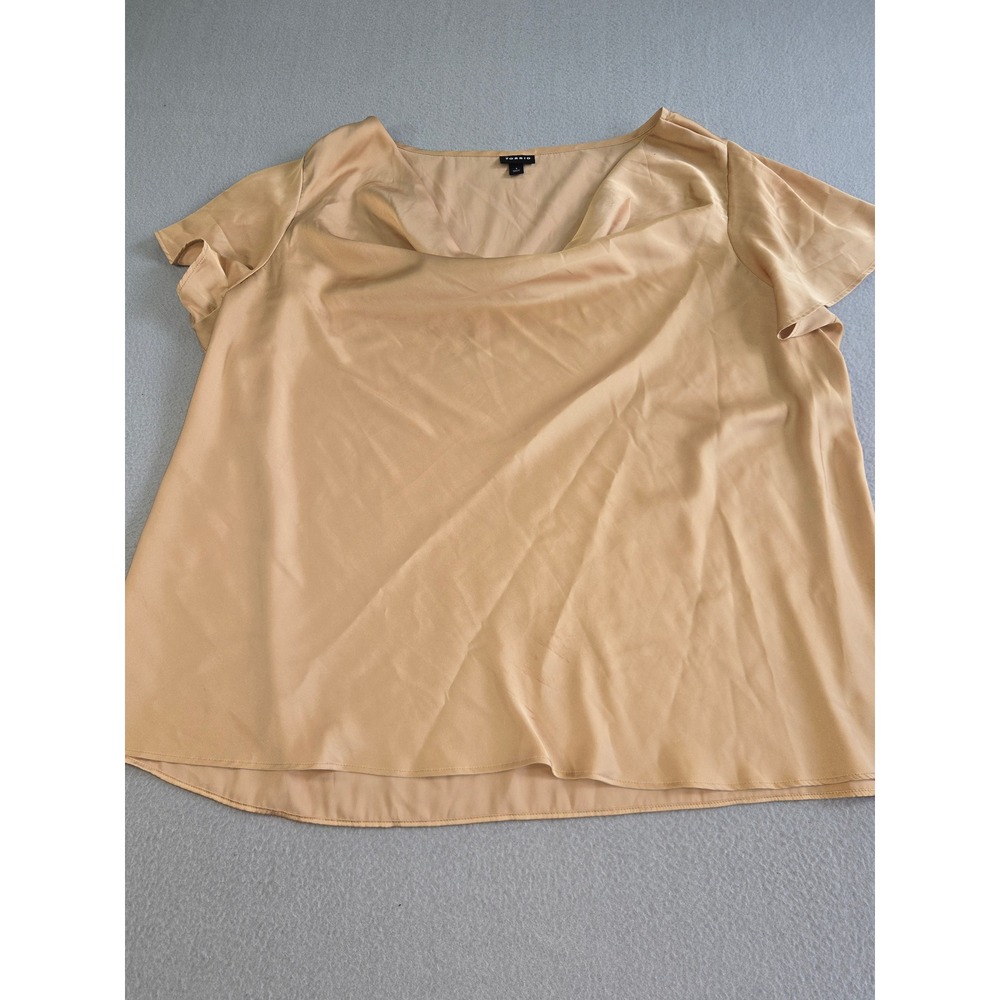 Torrid Blouse Womens 1 Champagne Gold Cowl Neck Flutter Sleeve Satin Finish